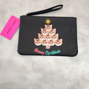 Betsey Johnson Cute Cat Christmas Wristlet/Pouch